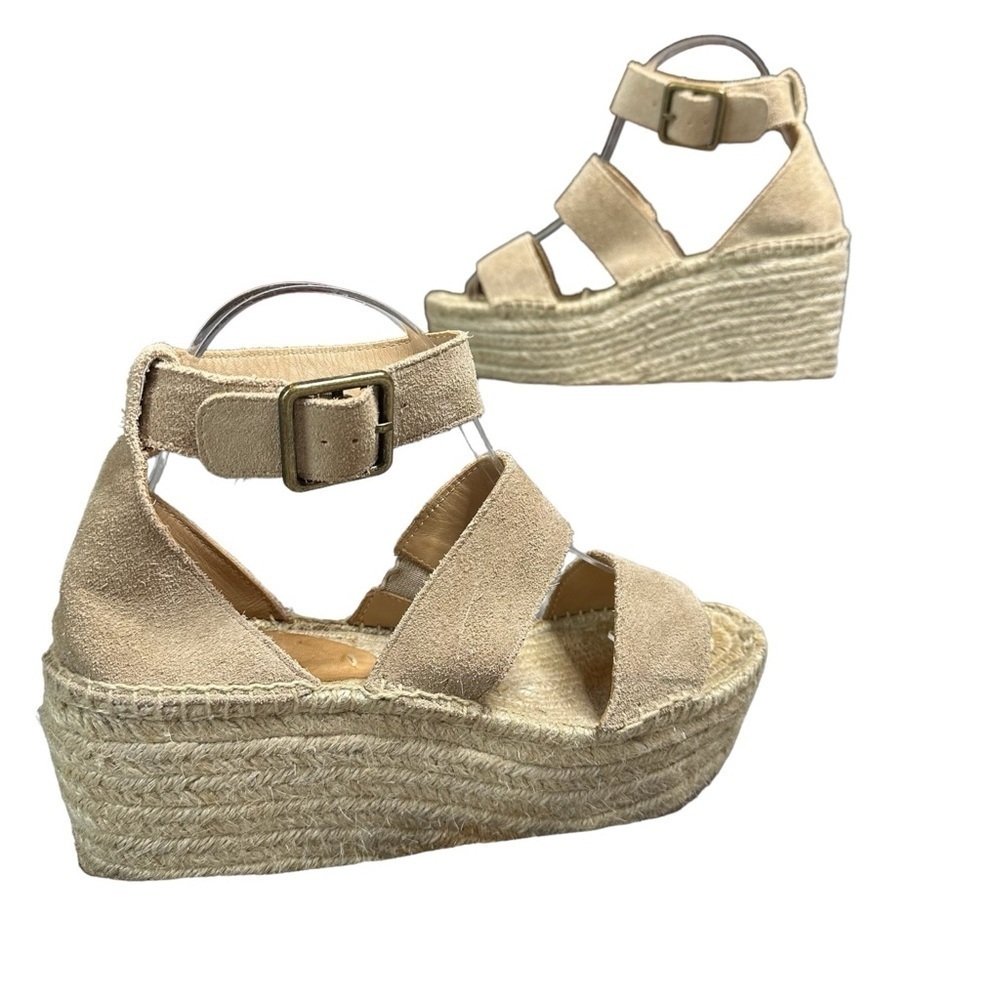 Soludos Platform Espadrille Wedge Sandals Suede Ankle Strap Size 7.5 Blush - Picture 5 of 15